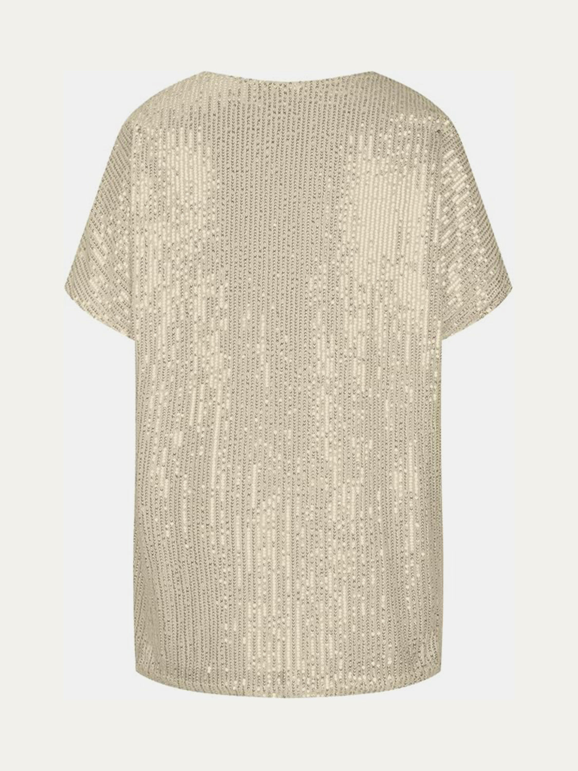 Full Size Sequin V - Neck Short Sleeve Top - Flip Flop Dynasty
