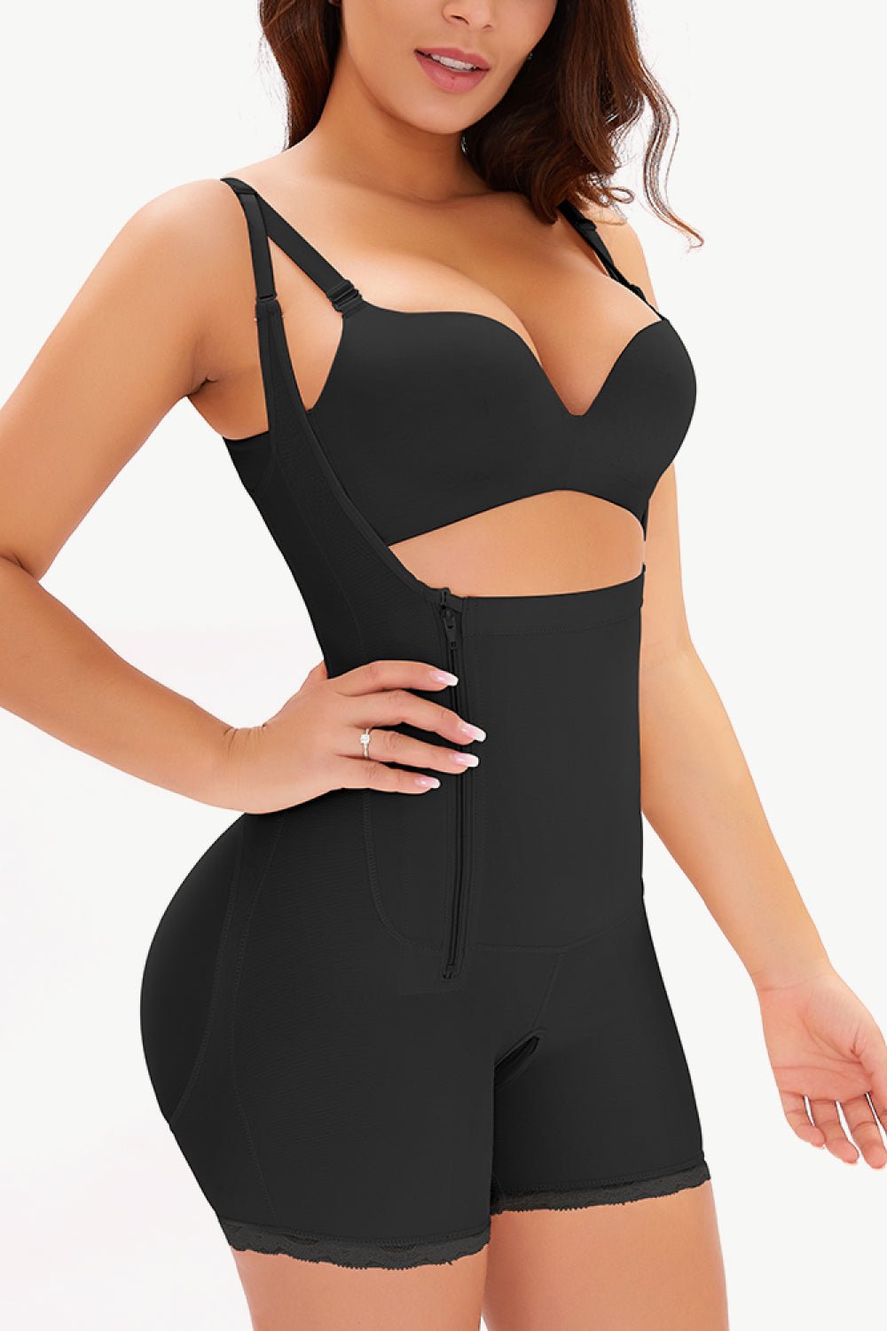 Full Size Side Zipper Under - Bust Shaping Bodysuit - Flip Flop Dynasty