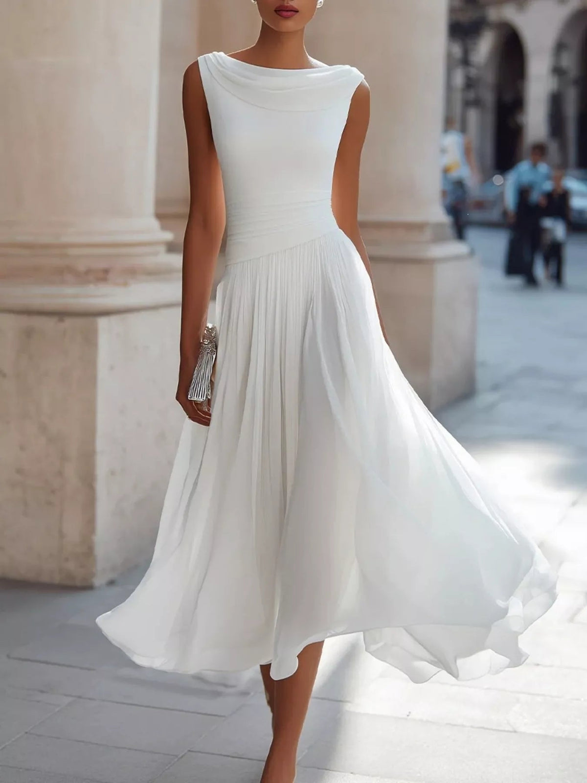 Full Size Sleeveless Cowl Neck Midi Dress Plus Size - Flip Flop Dynasty