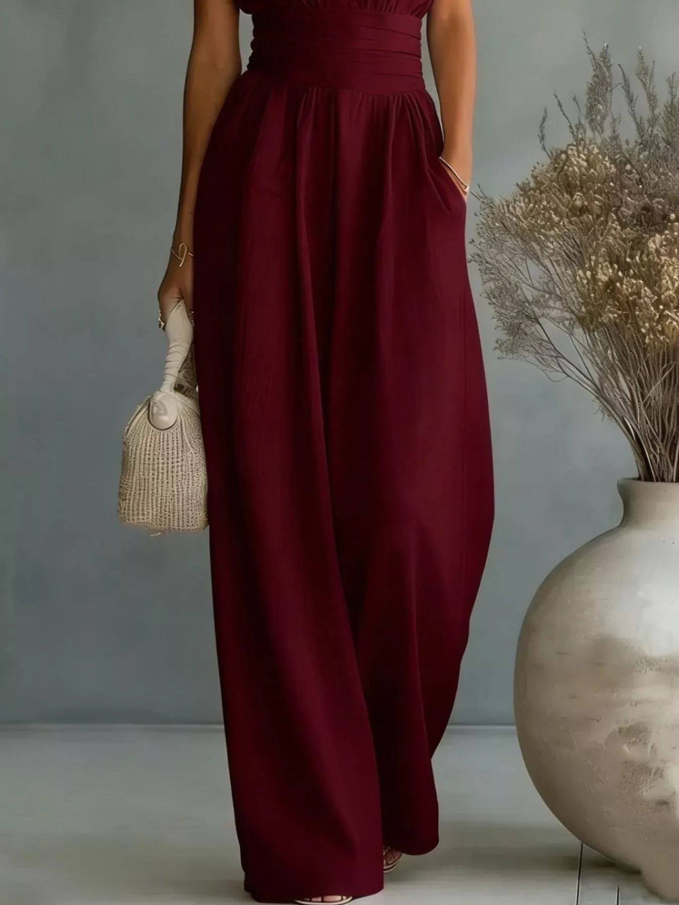 Full Size Sleeveless Wide Leg Jumpsuit Plus Size - Flip Flop Dynasty