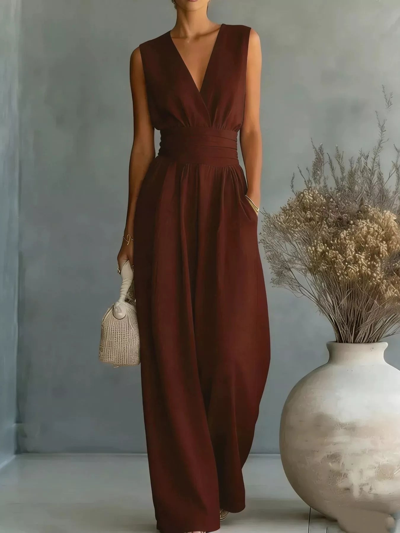 Full Size Sleeveless Wide Leg Jumpsuit Plus Size - Flip Flop Dynasty