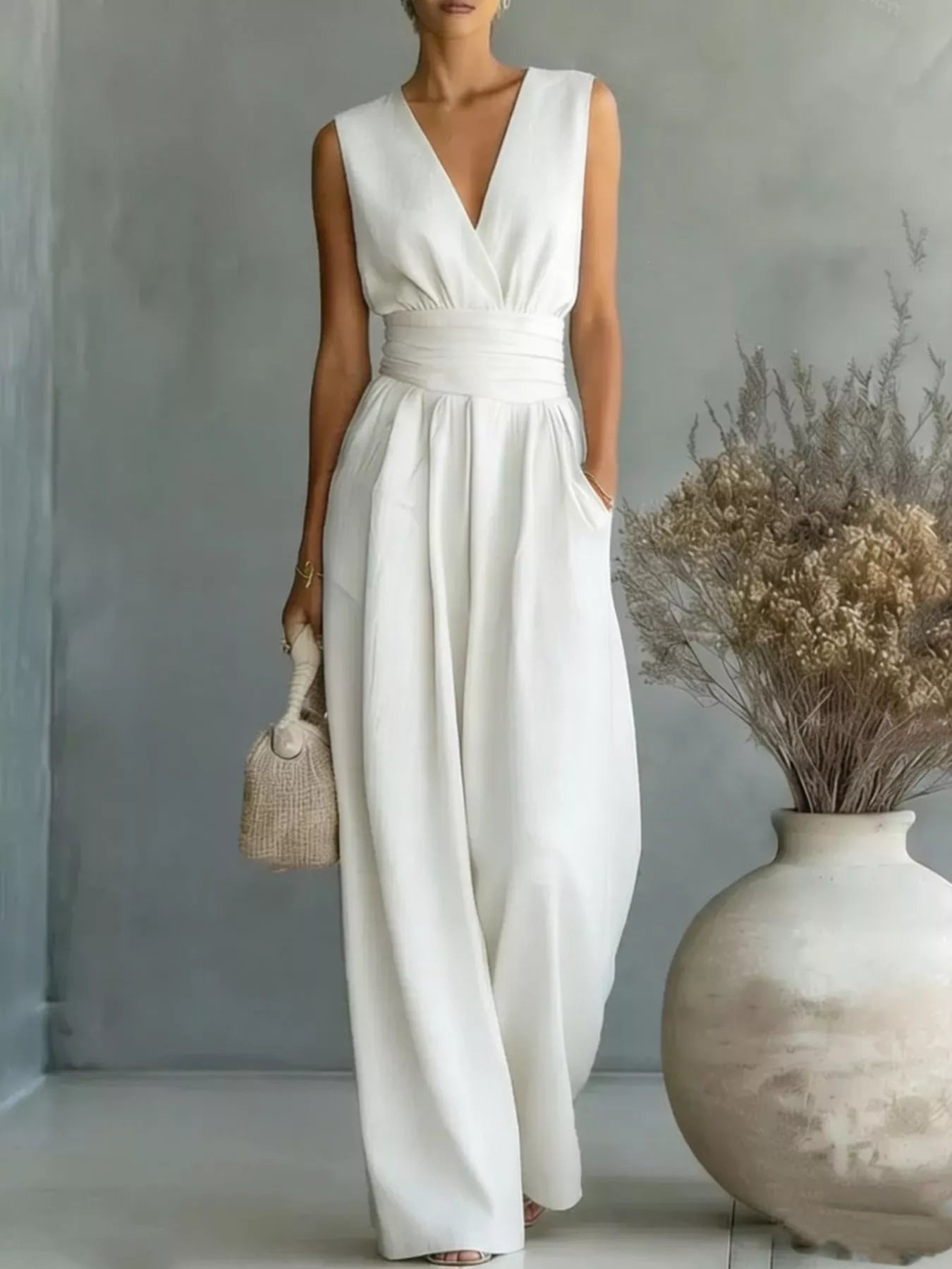 Full Size Sleeveless Wide Leg Jumpsuit Plus Size - Flip Flop Dynasty
