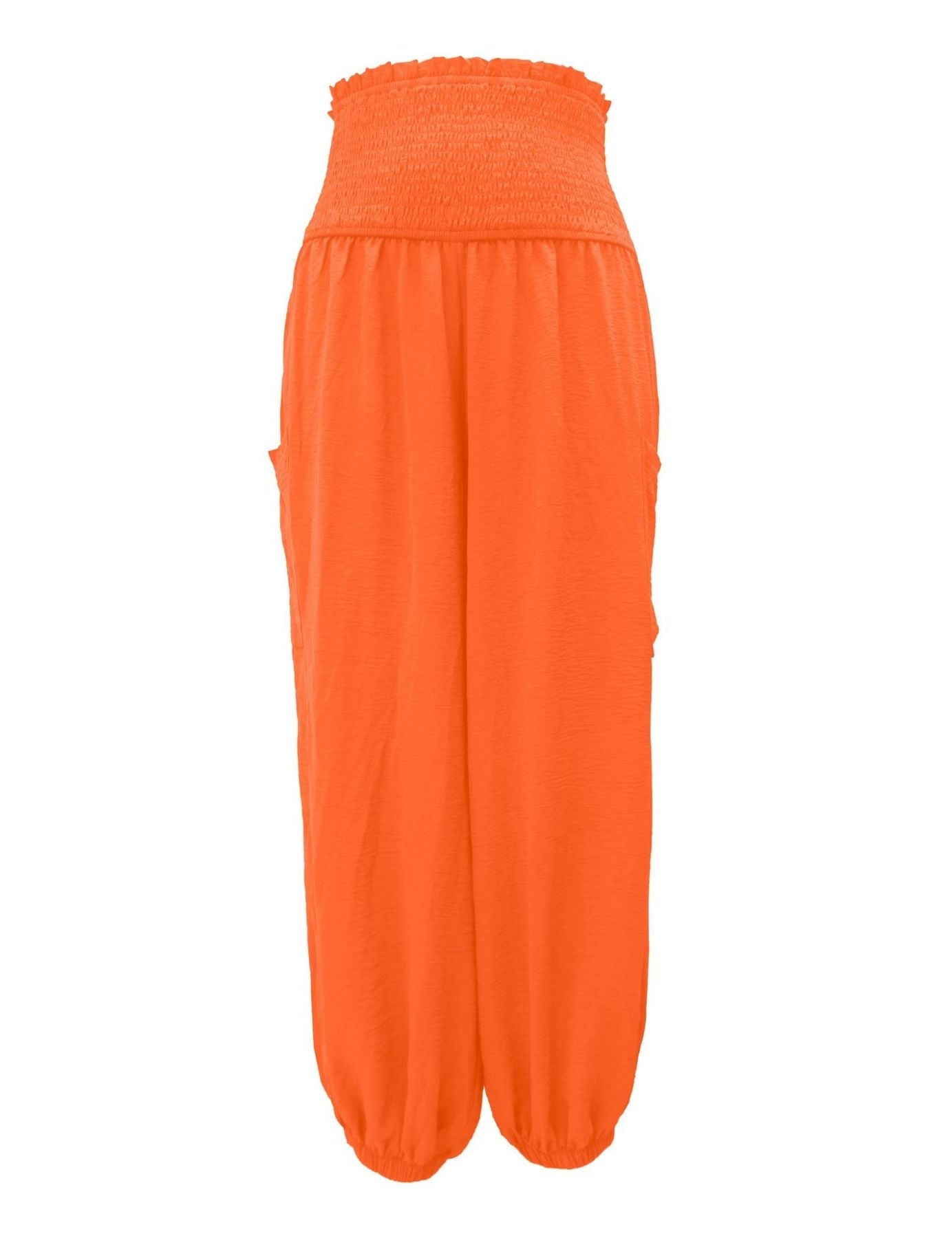 Full Size Smocked Waist Harem Pants with Pockets Plus Size - Flip Flop Dynasty