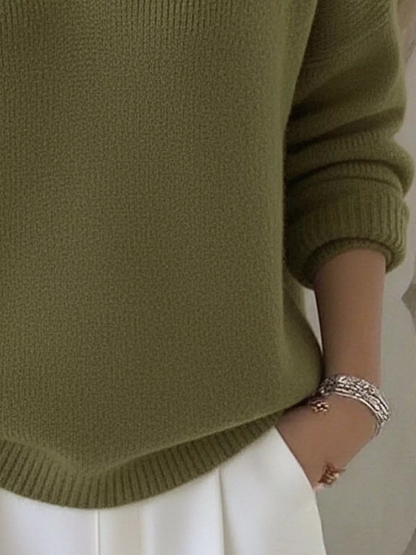 Full Size V - Neck Long Sleeve Sweater Plus Size - Flip Flop Dynasty