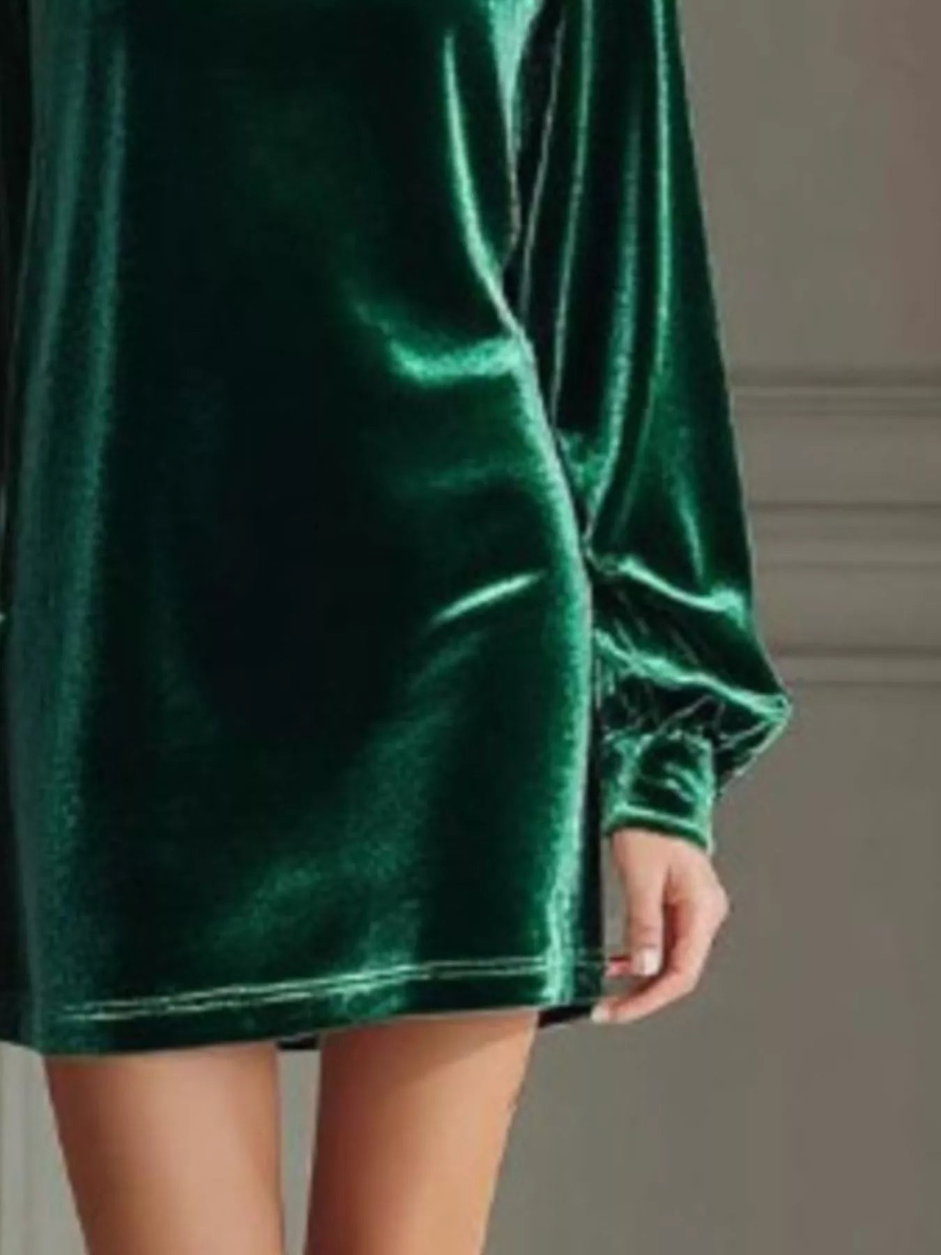 Full Size Velvet Long Sleeve Mini Dress Plus Size - Flip Flop Dynasty