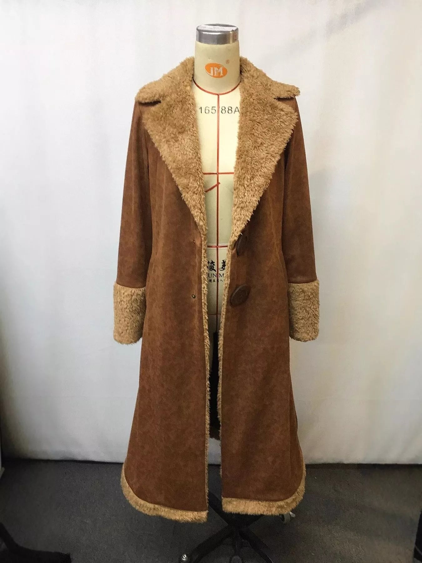 Full Size Vintage Faux Fur Trim Longline Coat Plus Size - Flip Flop Dynasty