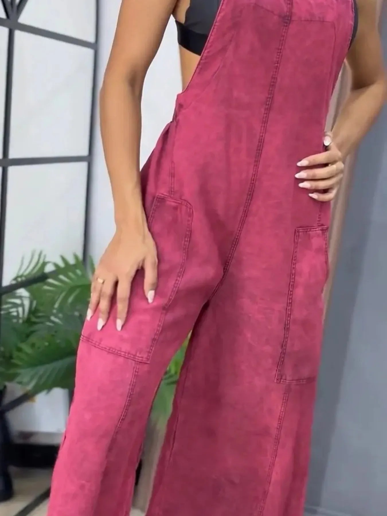 Full Size Wide Leg Washed Denim Overalls Plus Size - Flip Flop Dynasty