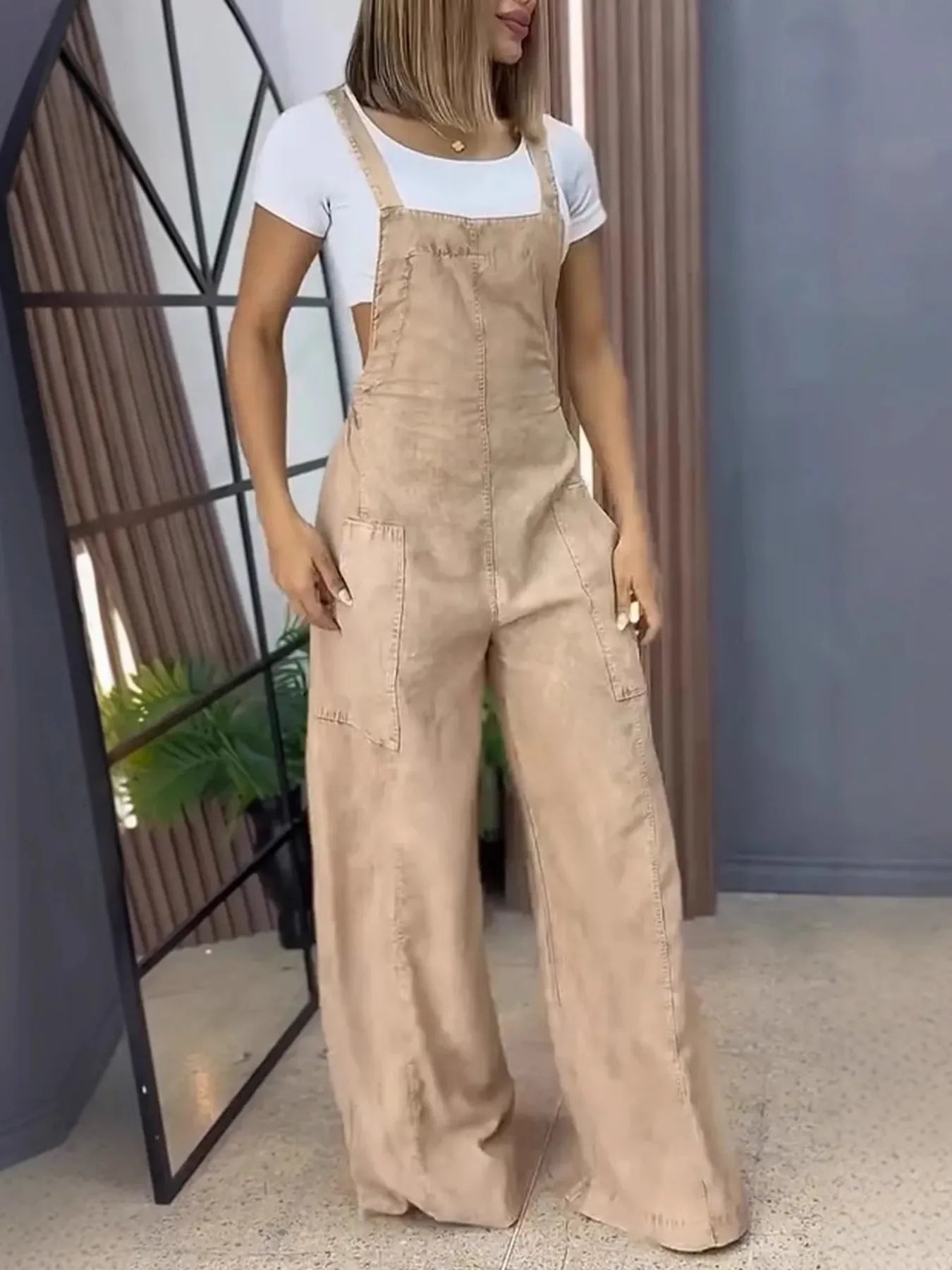 Full Size Wide Leg Washed Denim Overalls Plus Size - Flip Flop Dynasty