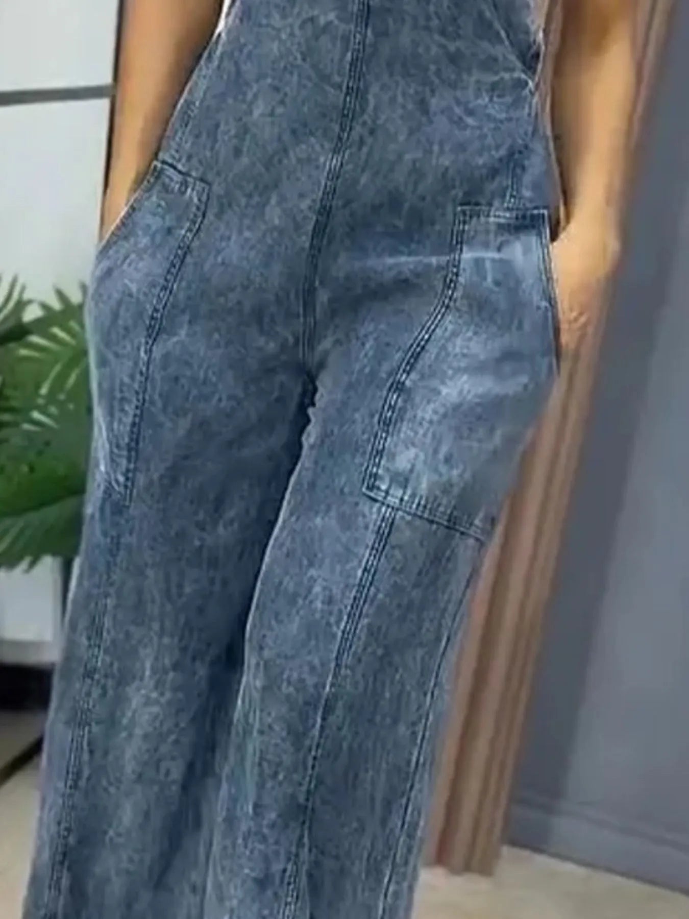 Full Size Wide Leg Washed Denim Overalls Plus Size - Flip Flop Dynasty