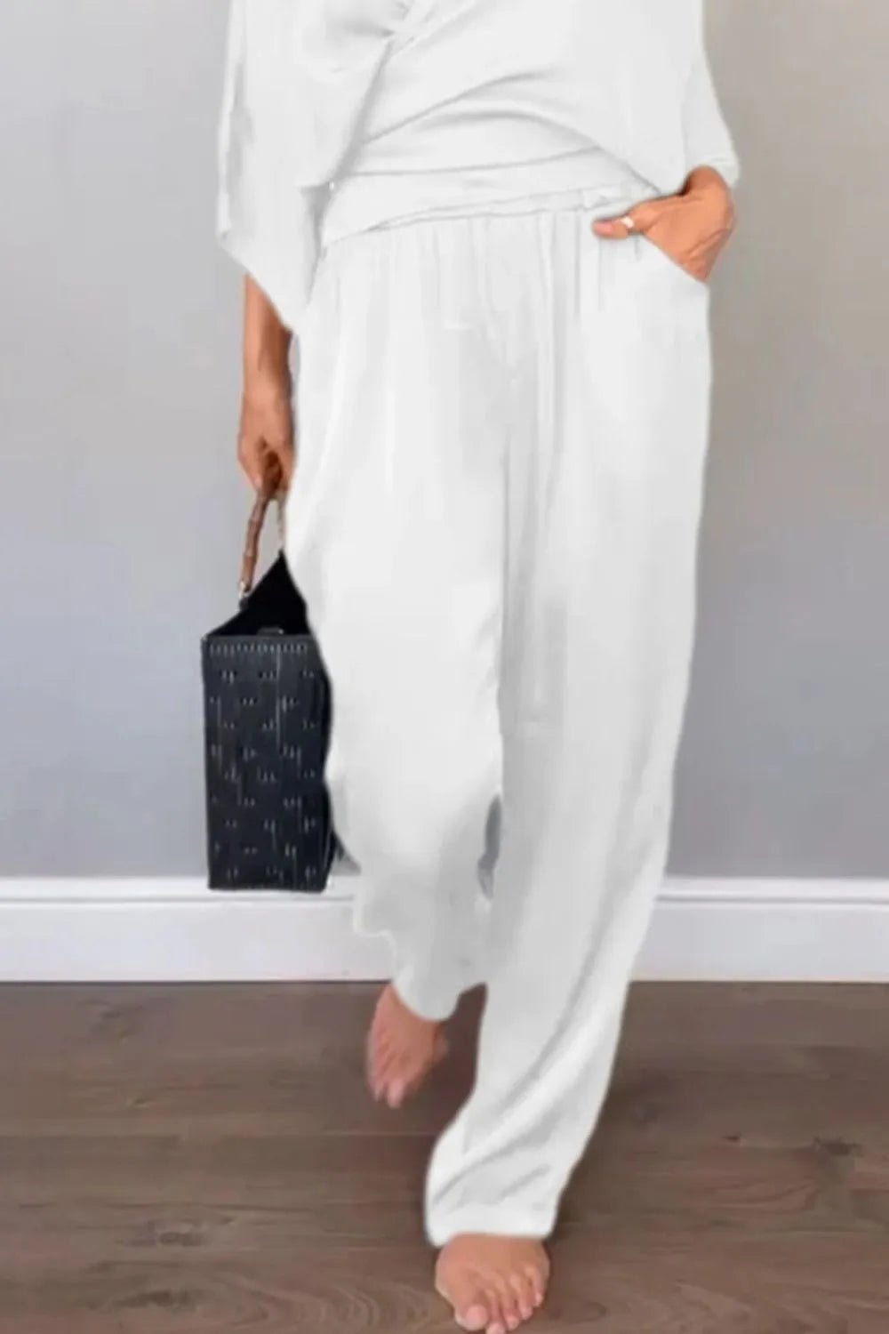 Full Size Wrap Surplice Top and Pants Set Plus Size - Flip Flop Dynasty