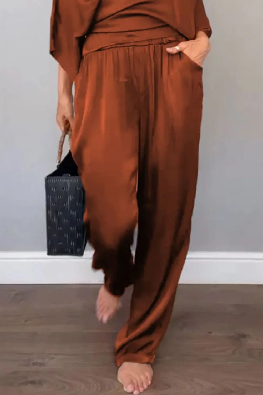 Full Size Wrap Surplice Top and Pants Set Plus Size - Flip Flop Dynasty