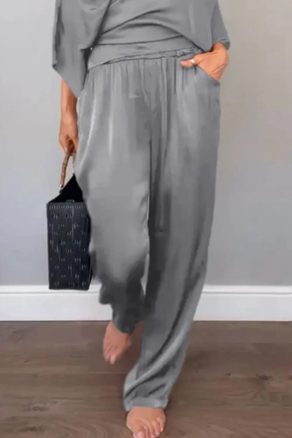 Full Size Wrap Surplice Top and Pants Set Plus Size - Flip Flop Dynasty