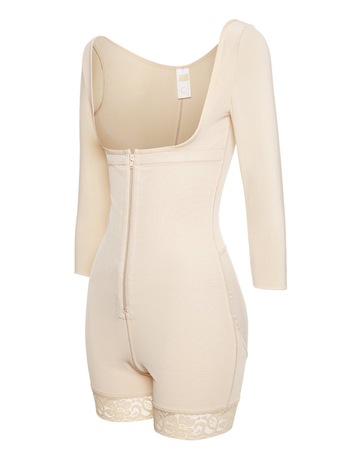 Full Size Zip Up Lace Detail Long Sleeve Shapewear - Flip Flop Dynasty