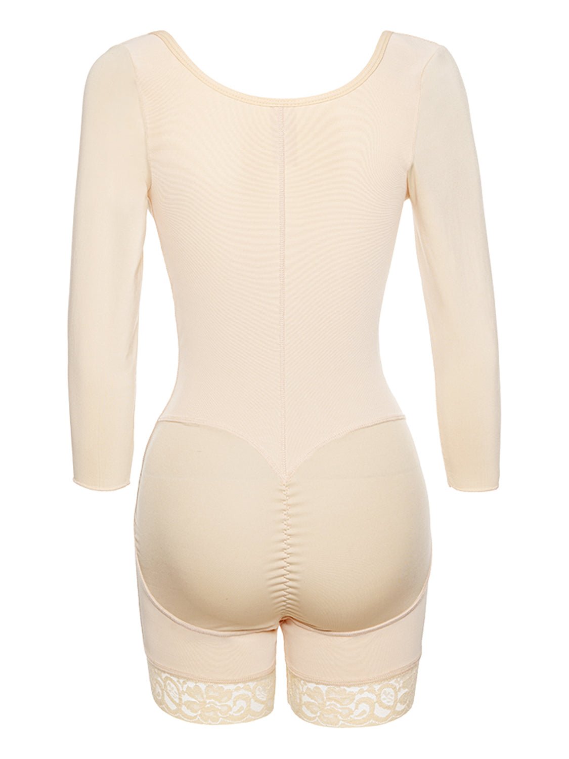 Full Size Zip Up Lace Detail Long Sleeve Shapewear - Flip Flop Dynasty