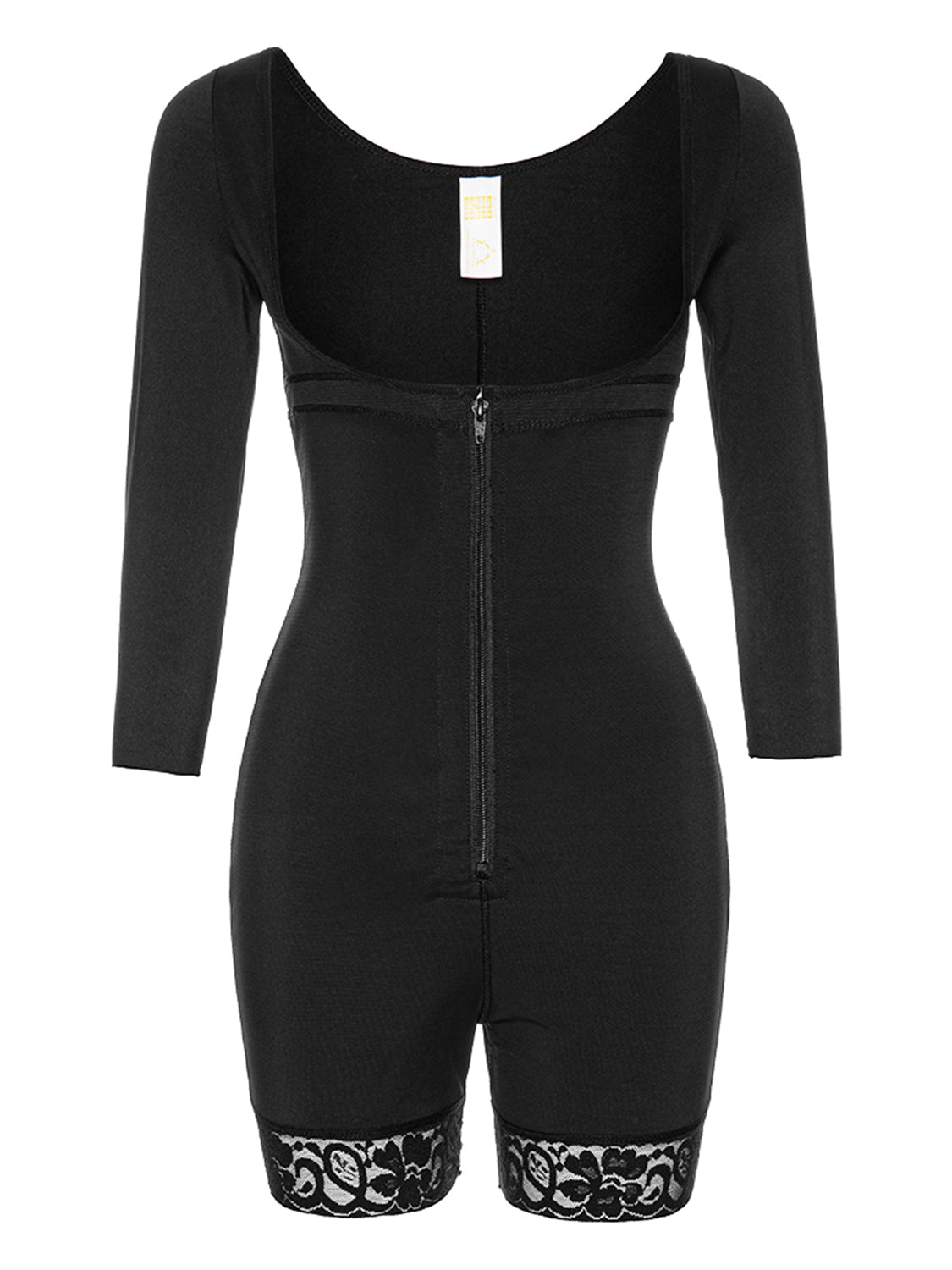 Full Size Zip Up Lace Detail Long Sleeve Shapewear - Flip Flop Dynasty