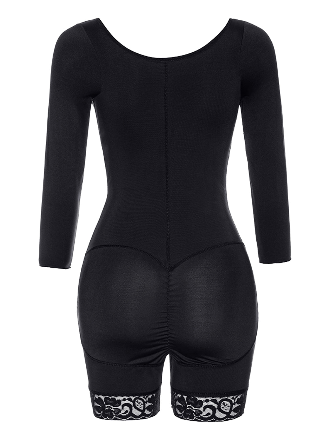 Full Size Zip Up Lace Detail Long Sleeve Shapewear - Flip Flop Dynasty