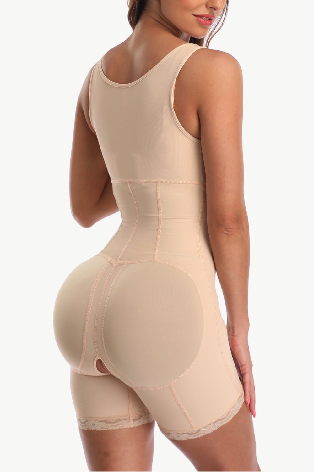 Full Size Zip - Up Lace Detail Shapewear - Flip Flop Dynasty