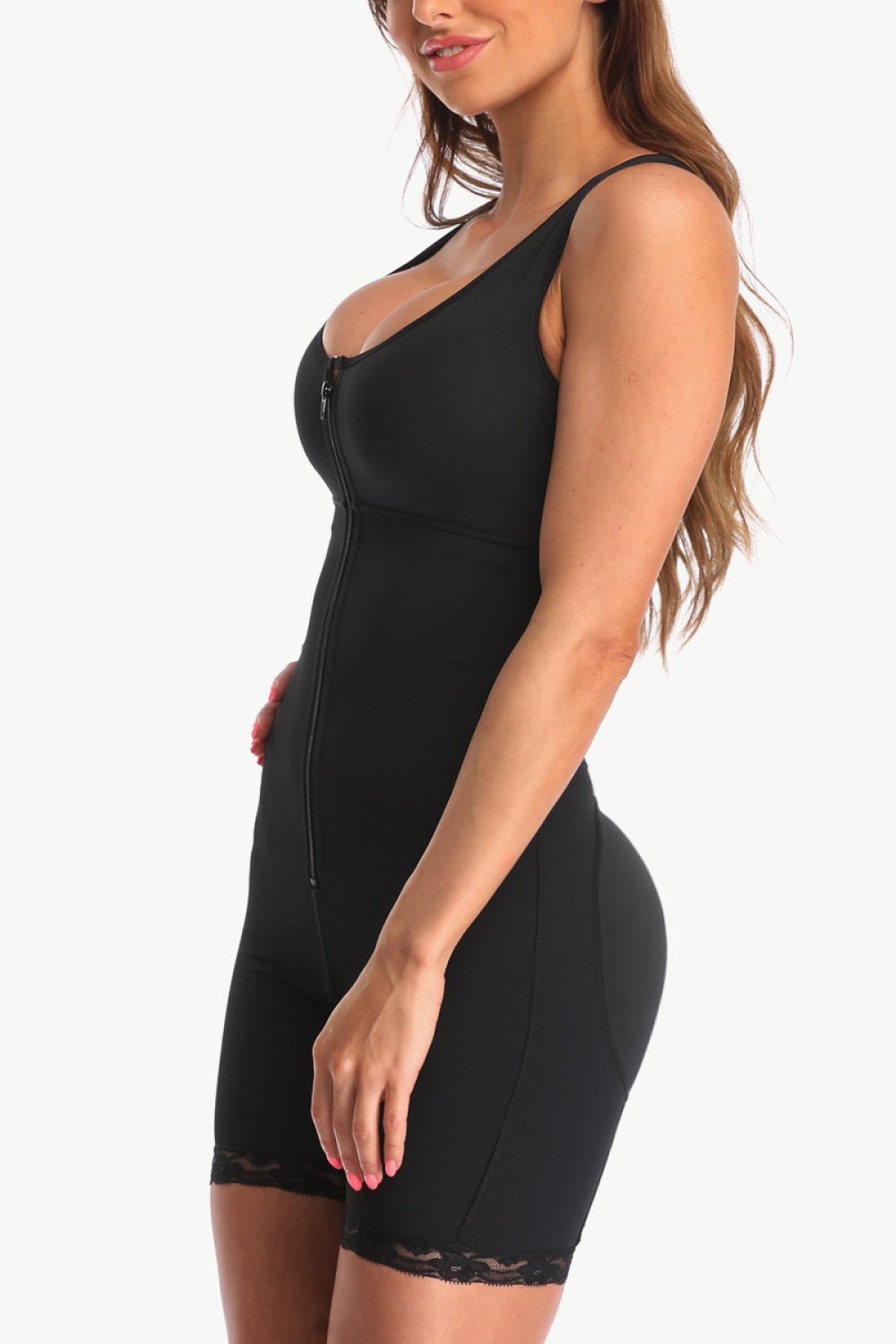 Full Size Zip - Up Lace Detail Shapewear - Flip Flop Dynasty