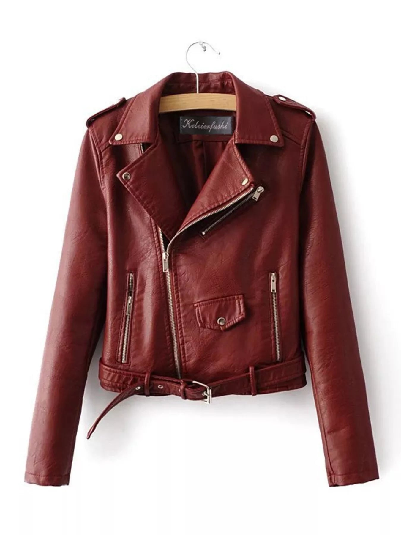 Full Size Zip Up Leather Motorcycle Biker Jacket Plus Size - Flip Flop Dynasty