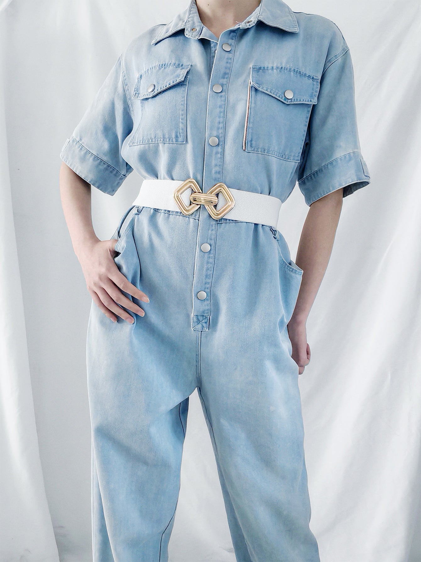 Geometric Buckle Elastic Wide Belt - Flip Flop Dynasty