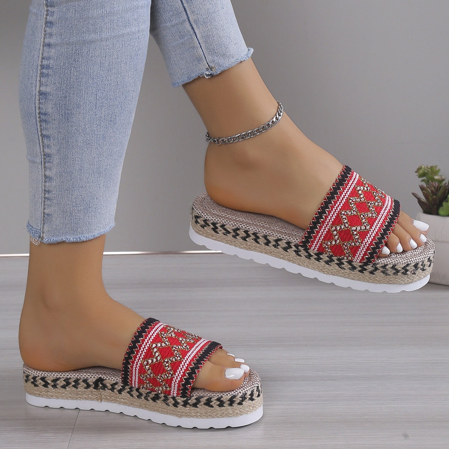 Geometric Weave Platform Sandals - Flip Flop Dynasty