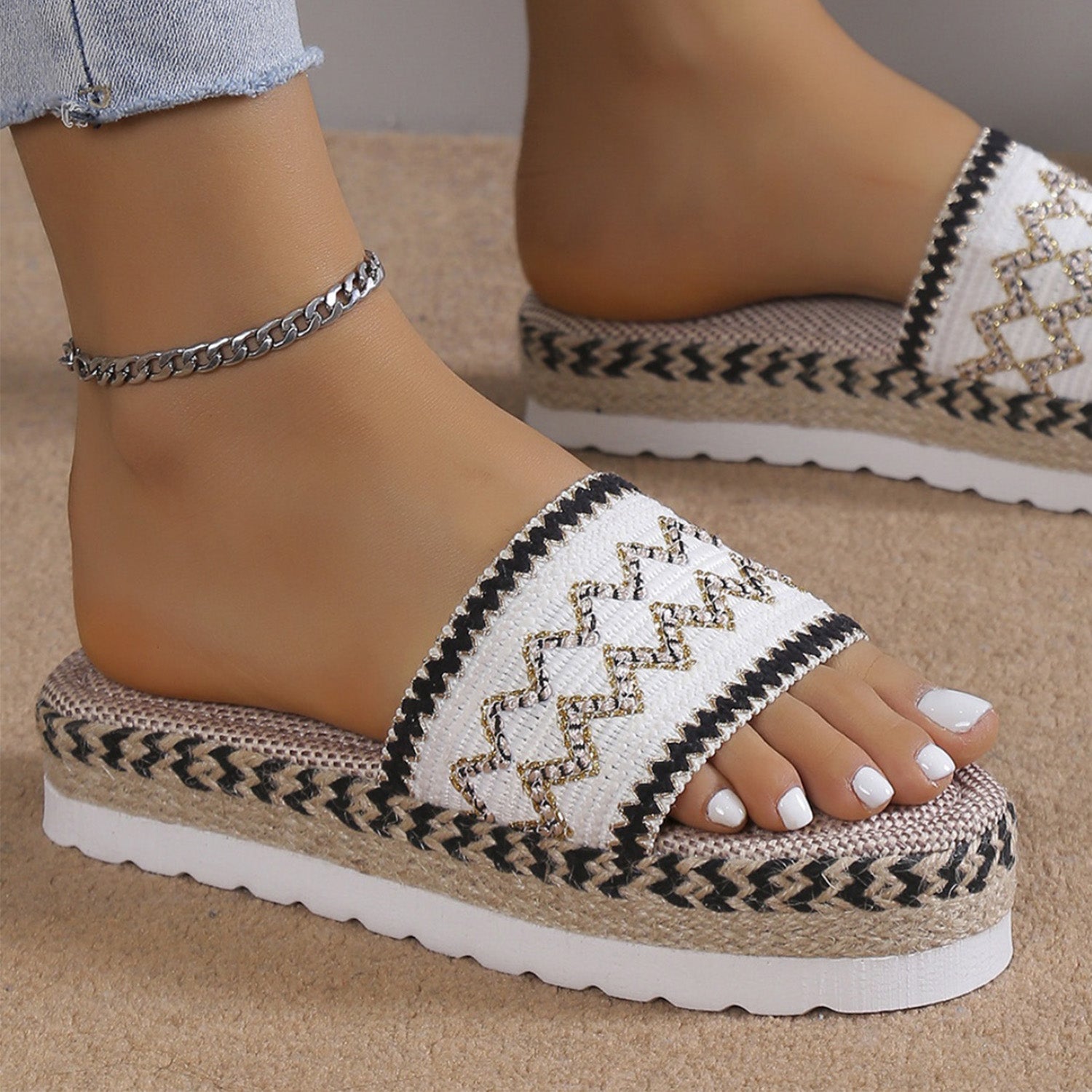 Geometric Weave Platform Sandals - Flip Flop Dynasty