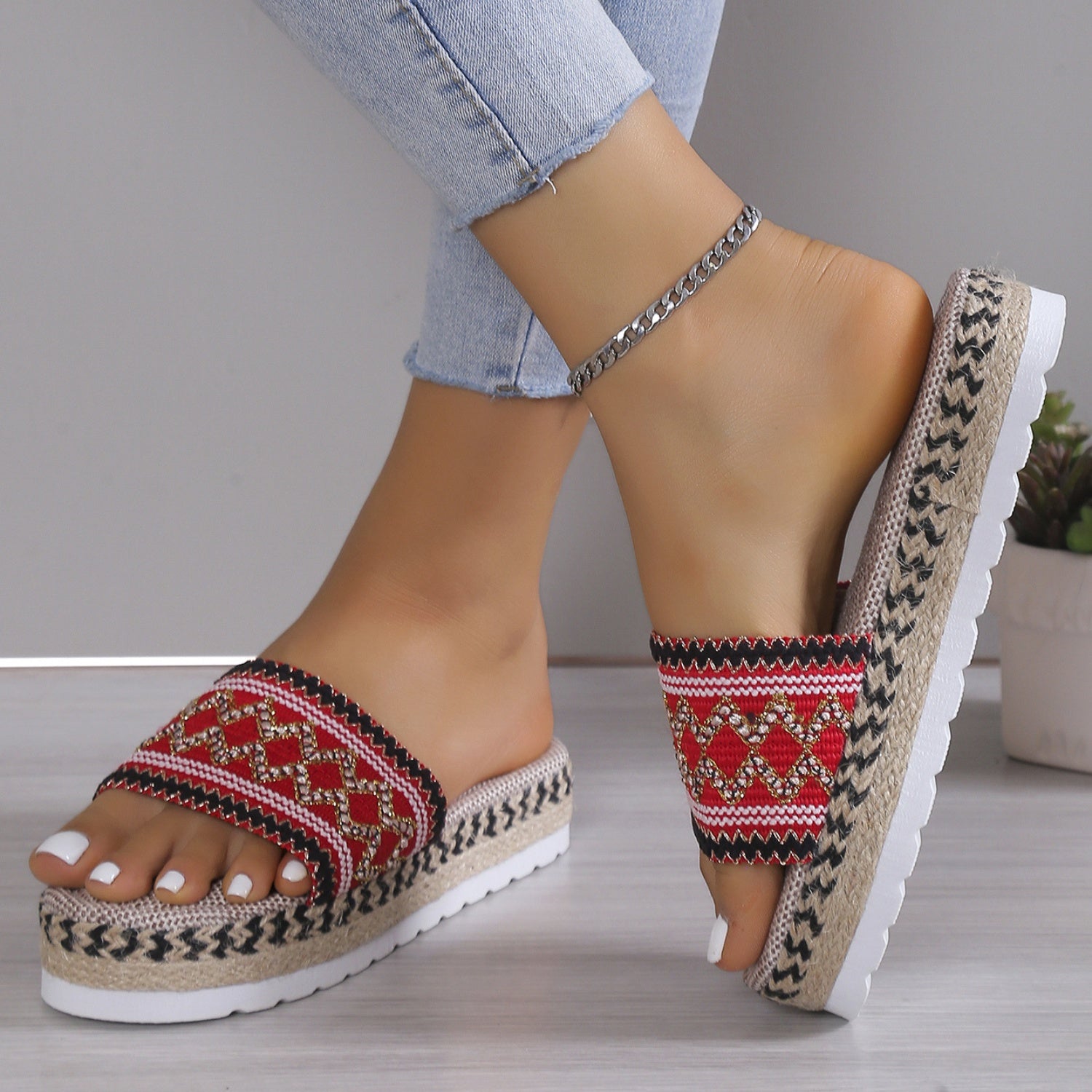 Geometric Weave Platform Sandals - Flip Flop Dynasty