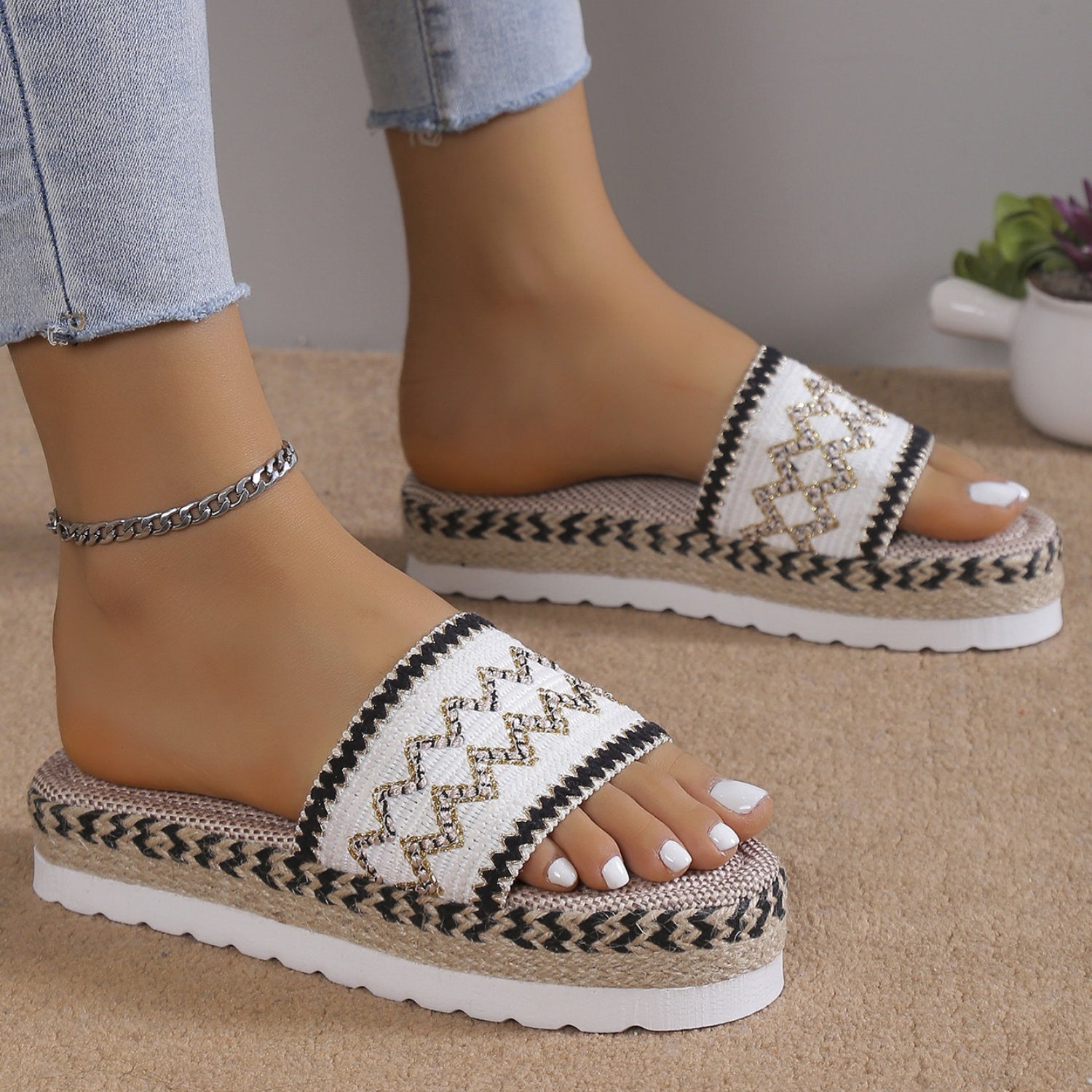 Geometric Weave Platform Sandals - Flip Flop Dynasty
