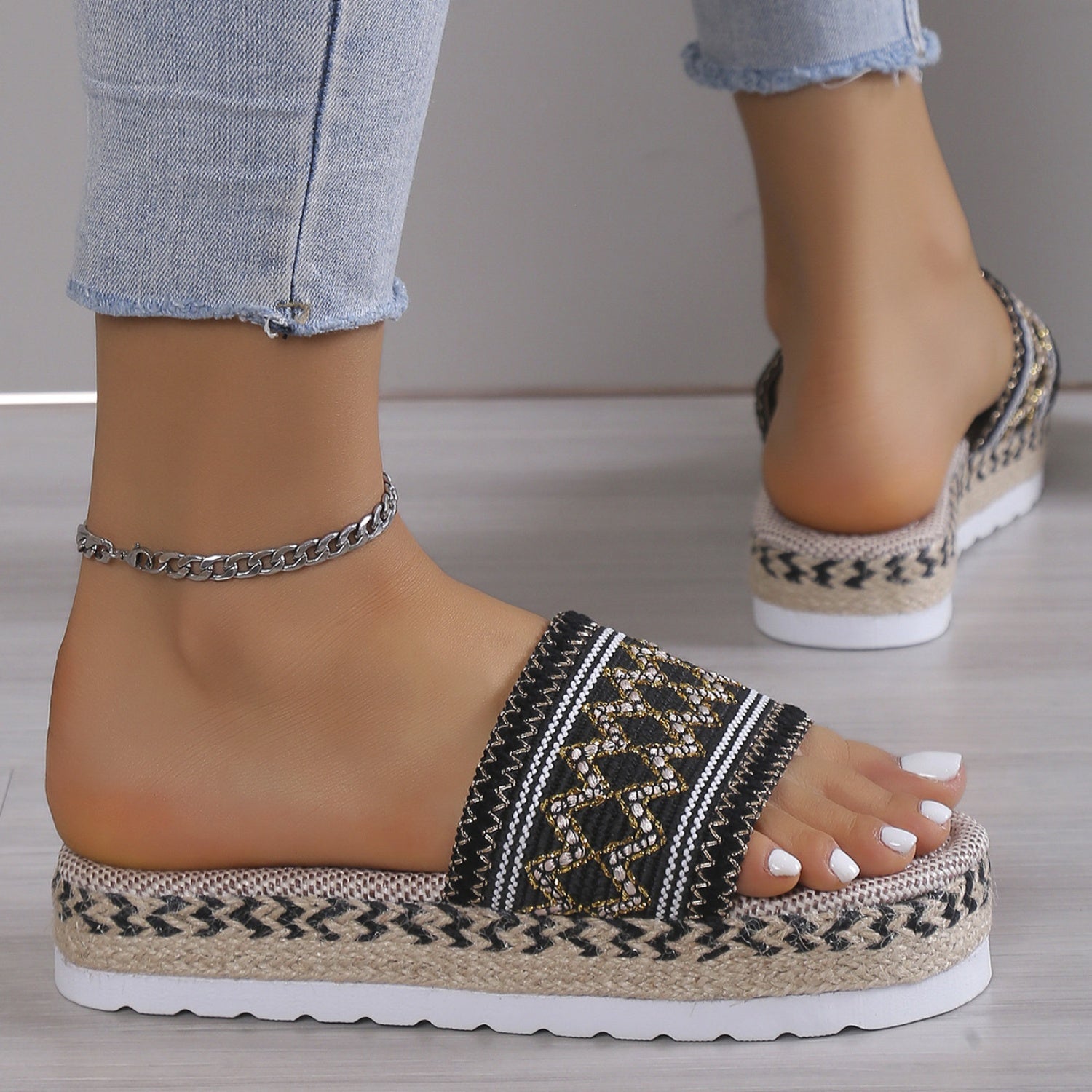 Geometric Weave Platform Sandals - Flip Flop Dynasty