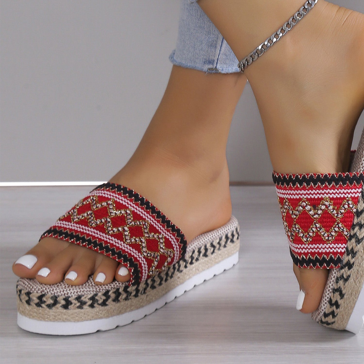 Geometric Weave Platform Sandals - Flip Flop Dynasty