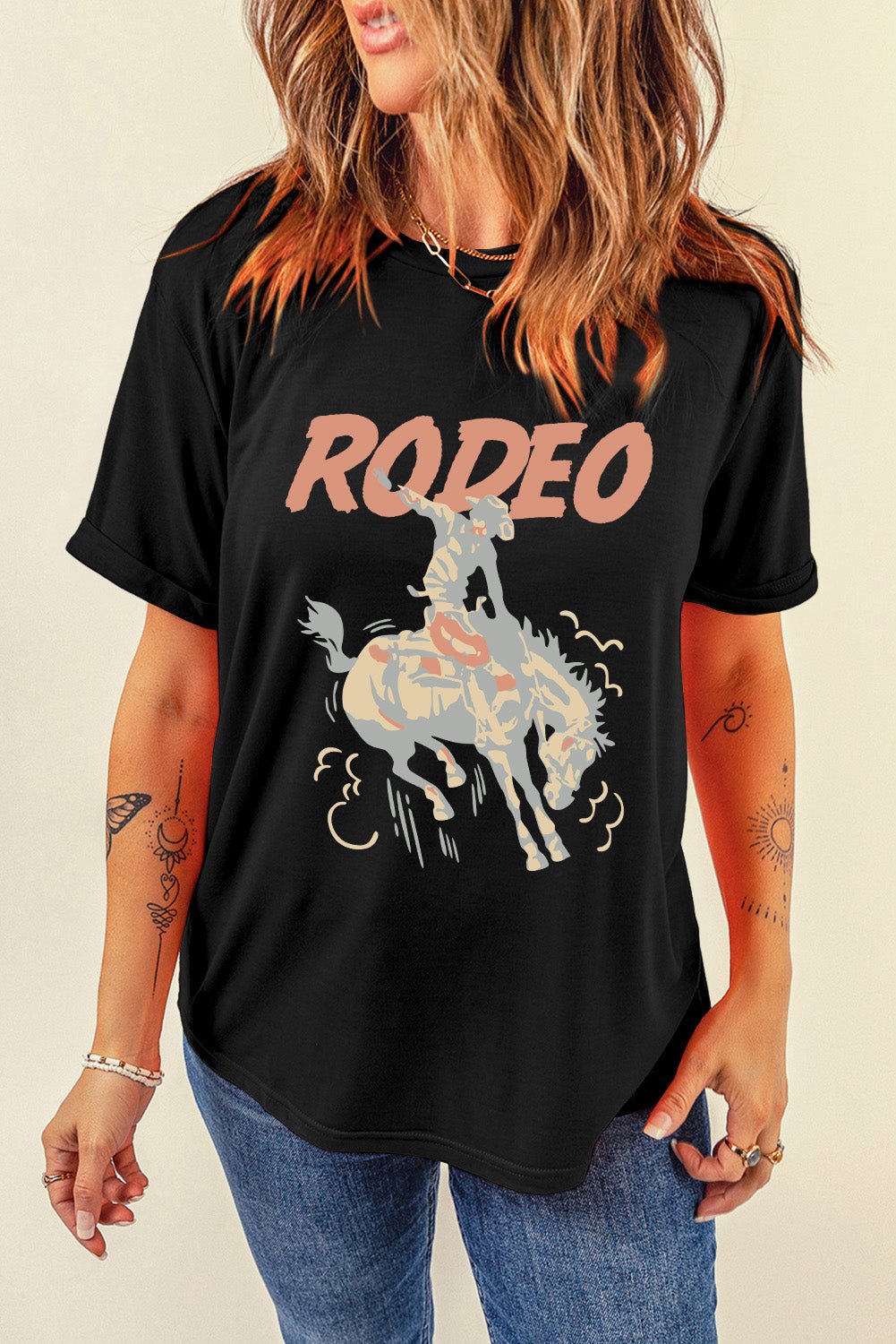 Graphic Round Neck Short Sleeve T-Shirt - Flip Flop Dynasty