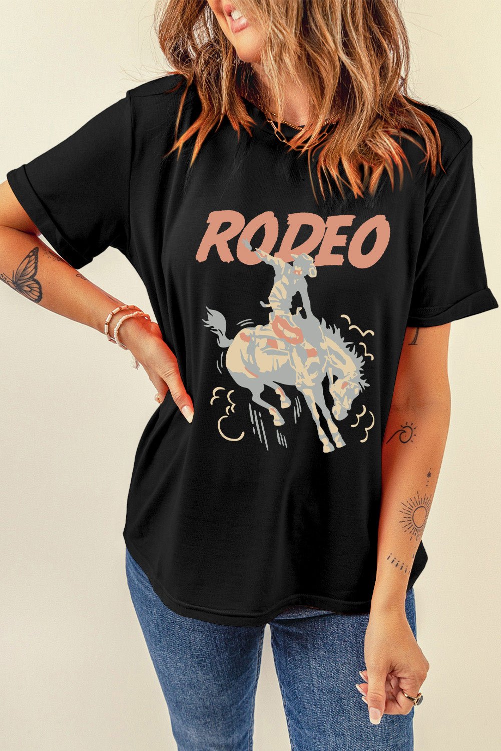 Graphic Round Neck Short Sleeve T-Shirt - Flip Flop Dynasty