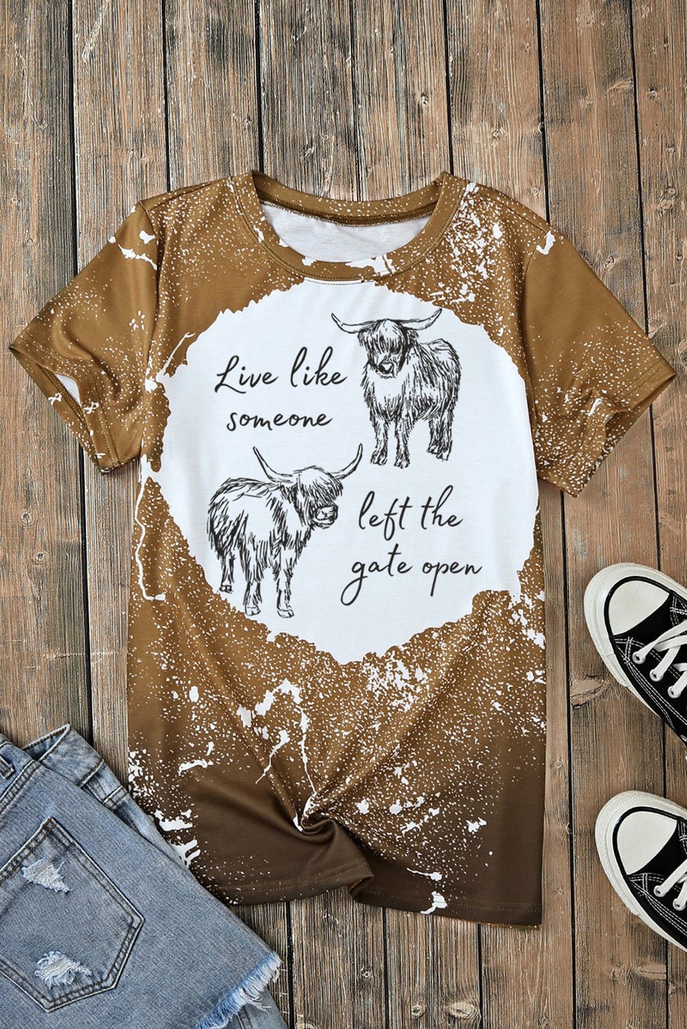 Graphic Round Neck Short Sleeve T-Shirt - Flip Flop Dynasty