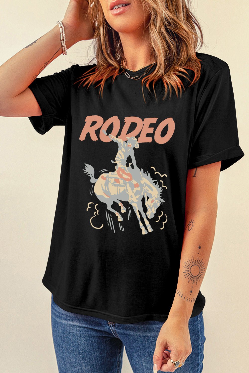 Graphic Round Neck Short Sleeve T-Shirt - Flip Flop Dynasty