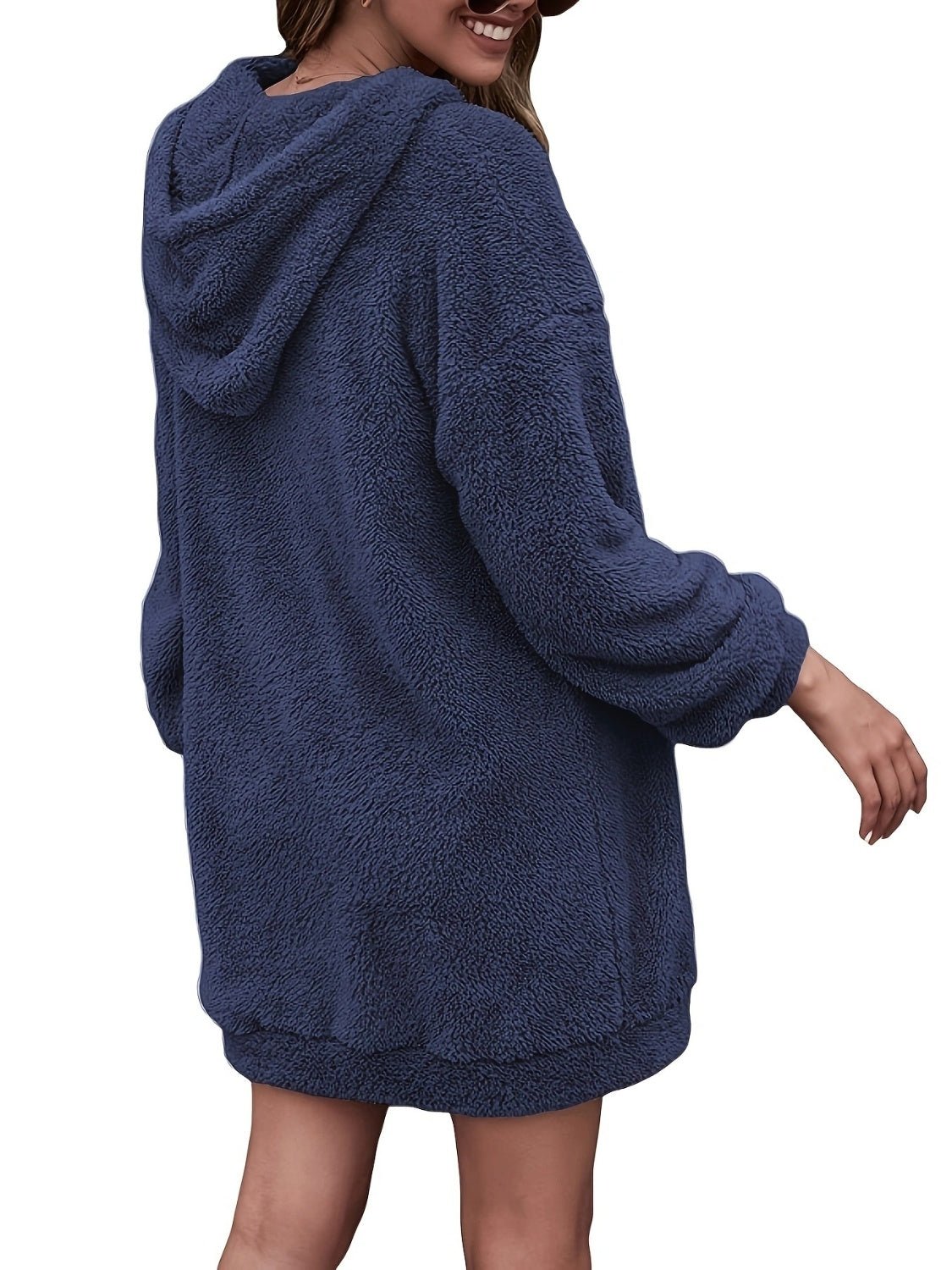 Half Zip Dropped Shoulder Oversized Hoodie - Flip Flop Dynasty