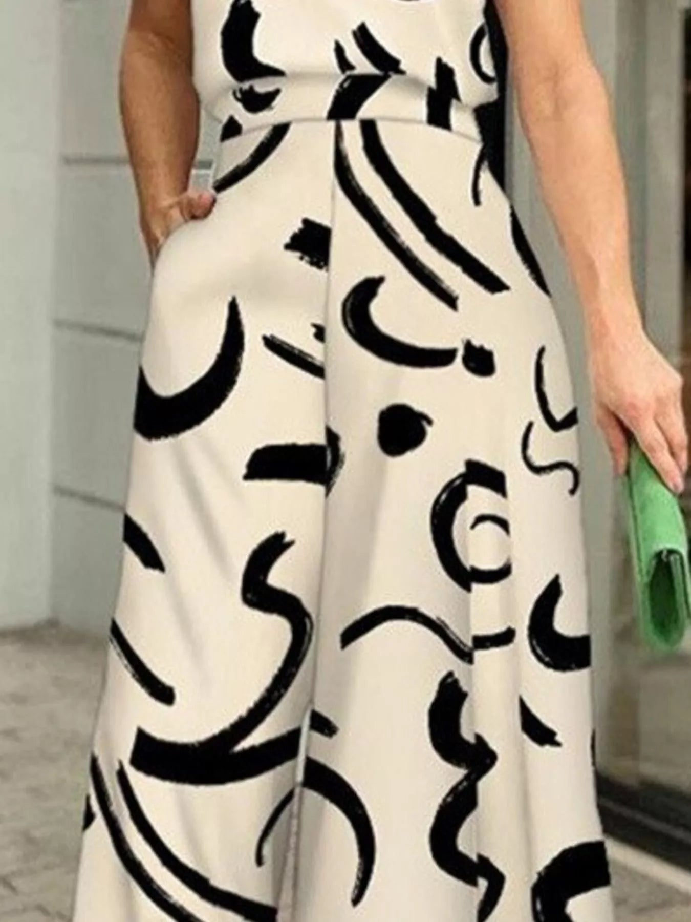 Halter Neck Abstract Print Wide Leg Jumpsuit - Flip Flop Dynasty