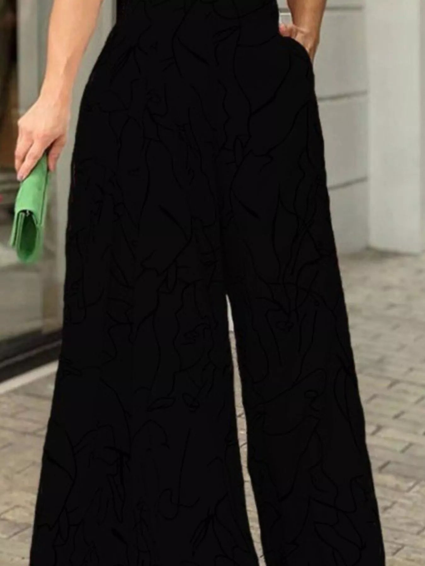 Halter Neck Abstract Print Wide Leg Jumpsuit - Flip Flop Dynasty