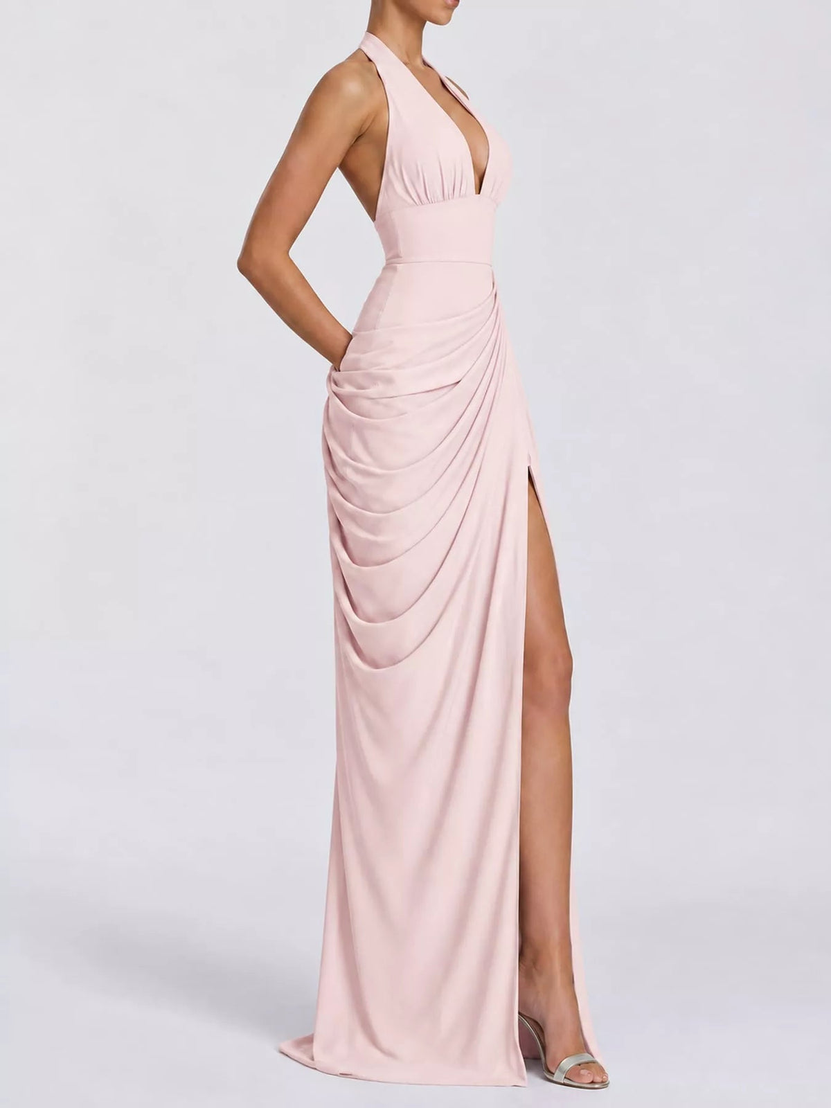 Halter Neck High-Slit Maxi Evening Dress - Flip Flop Dynasty