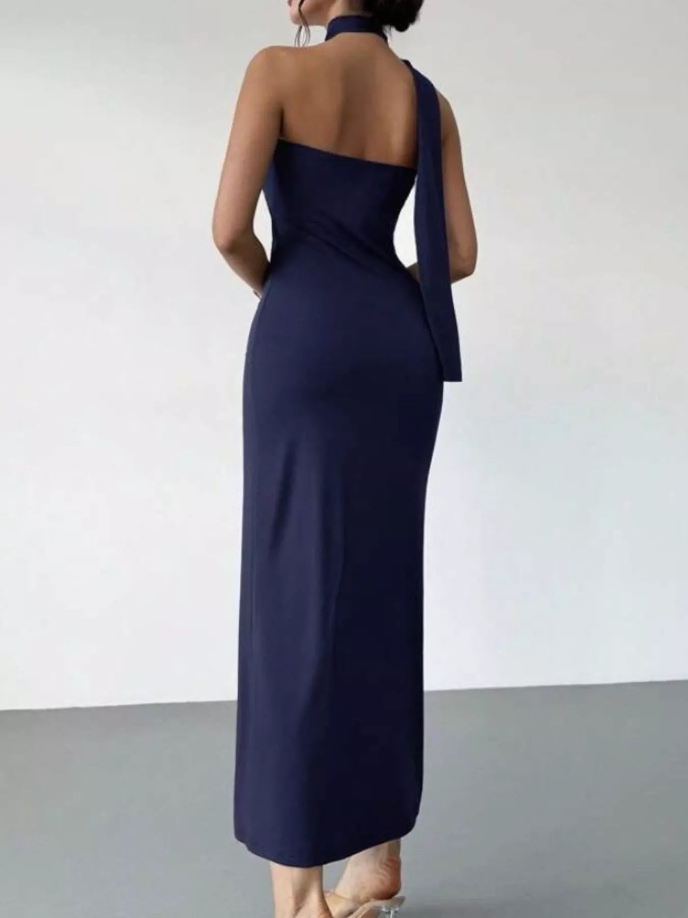 Halter Neck Ruched Bodycon Midi Dress - Flip Flop Dynasty