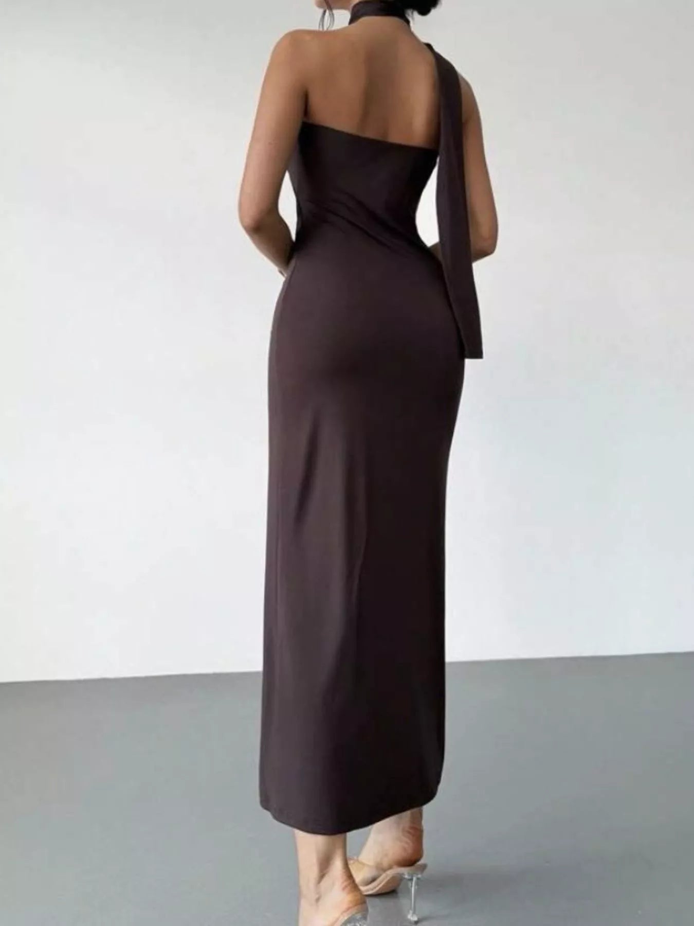 Halter Neck Ruched Bodycon Midi Dress - Flip Flop Dynasty