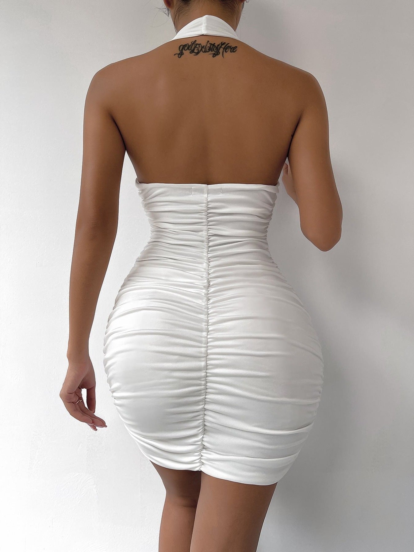 Halter Neck Ruched Bodycon Mini Dress - Flip Flop Dynasty