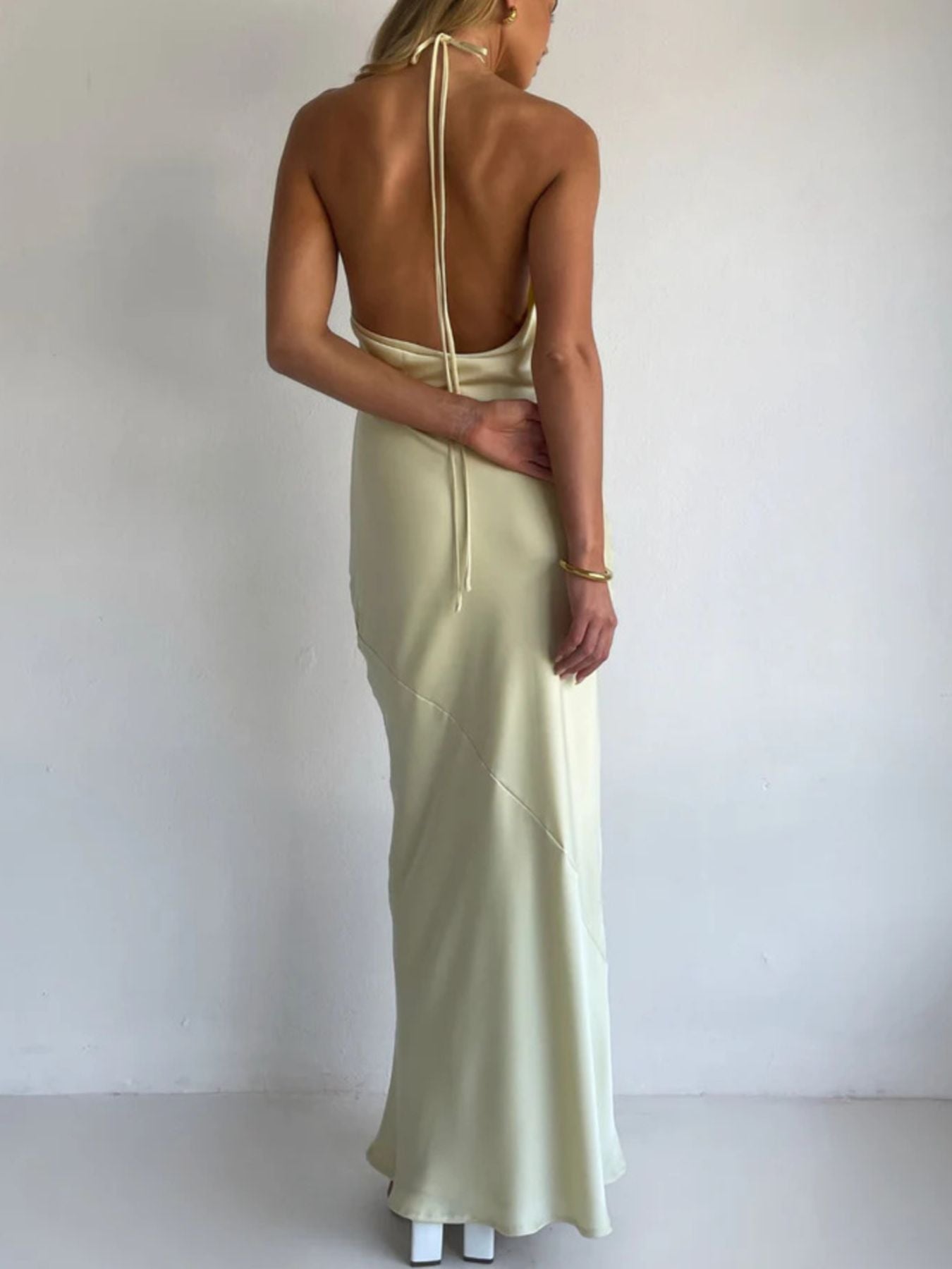 Halter Neck Satin Maxi Dress - Flip Flop Dynasty