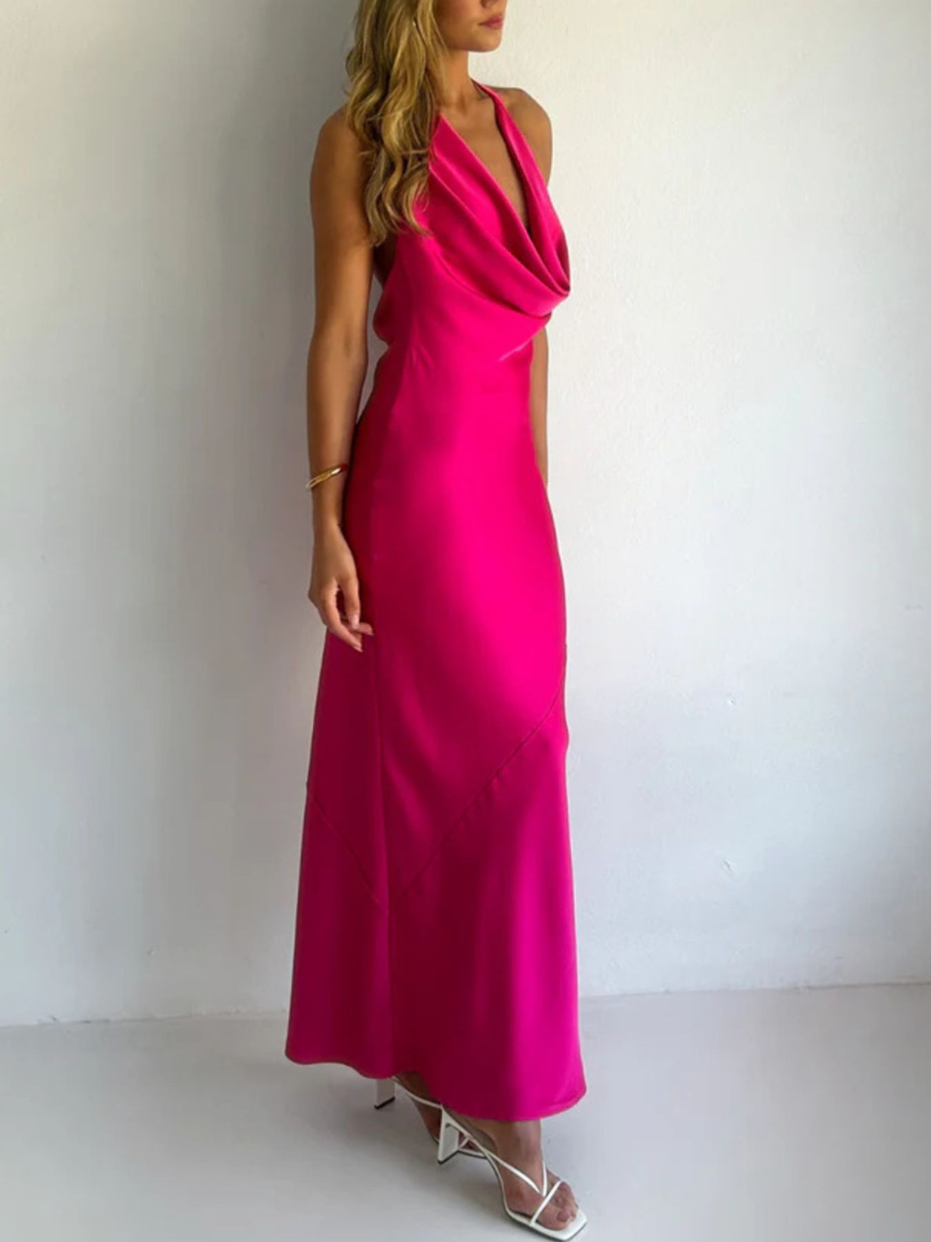 Halter Neck Satin Maxi Dress - Flip Flop Dynasty