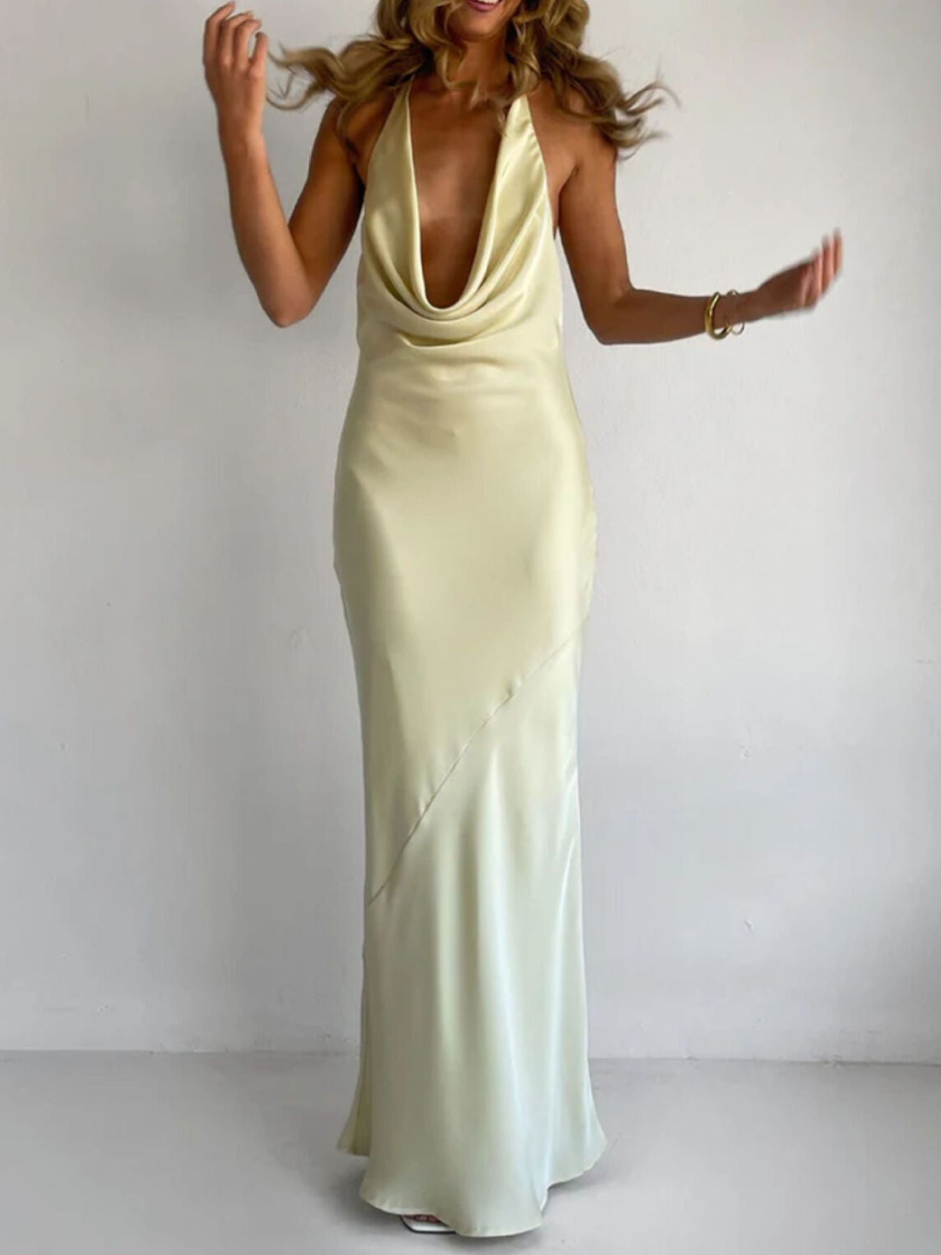 Halter Neck Satin Maxi Dress - Flip Flop Dynasty