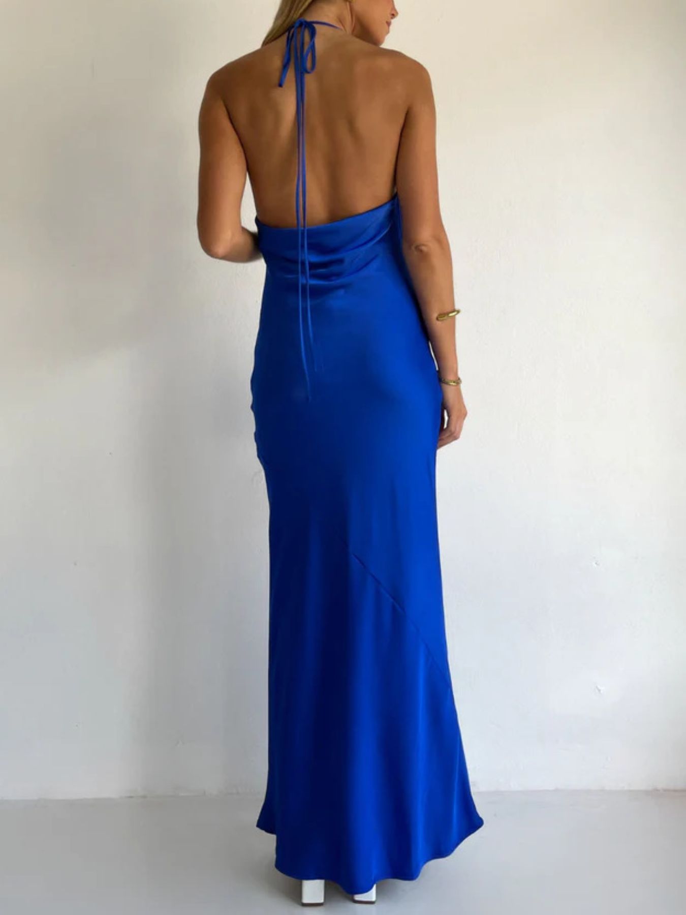 Halter Neck Satin Maxi Dress - Flip Flop Dynasty