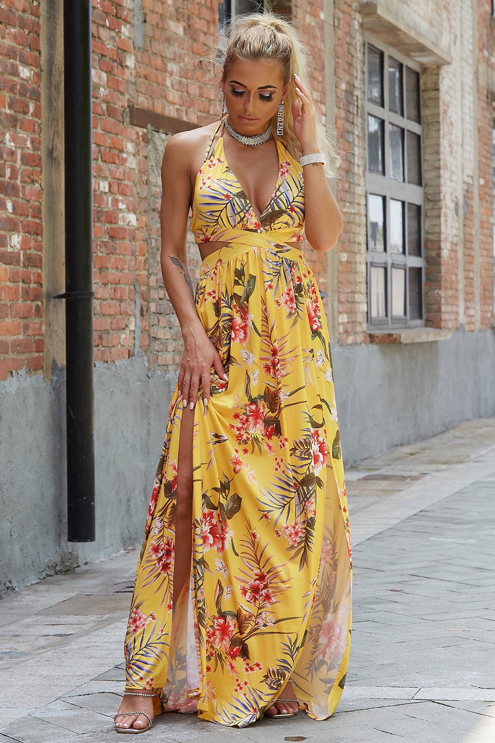 Halter Neck Split Dress - Flip Flop Dynasty