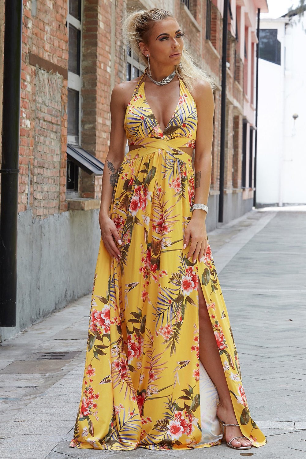 Halter Neck Split Dress - Flip Flop Dynasty