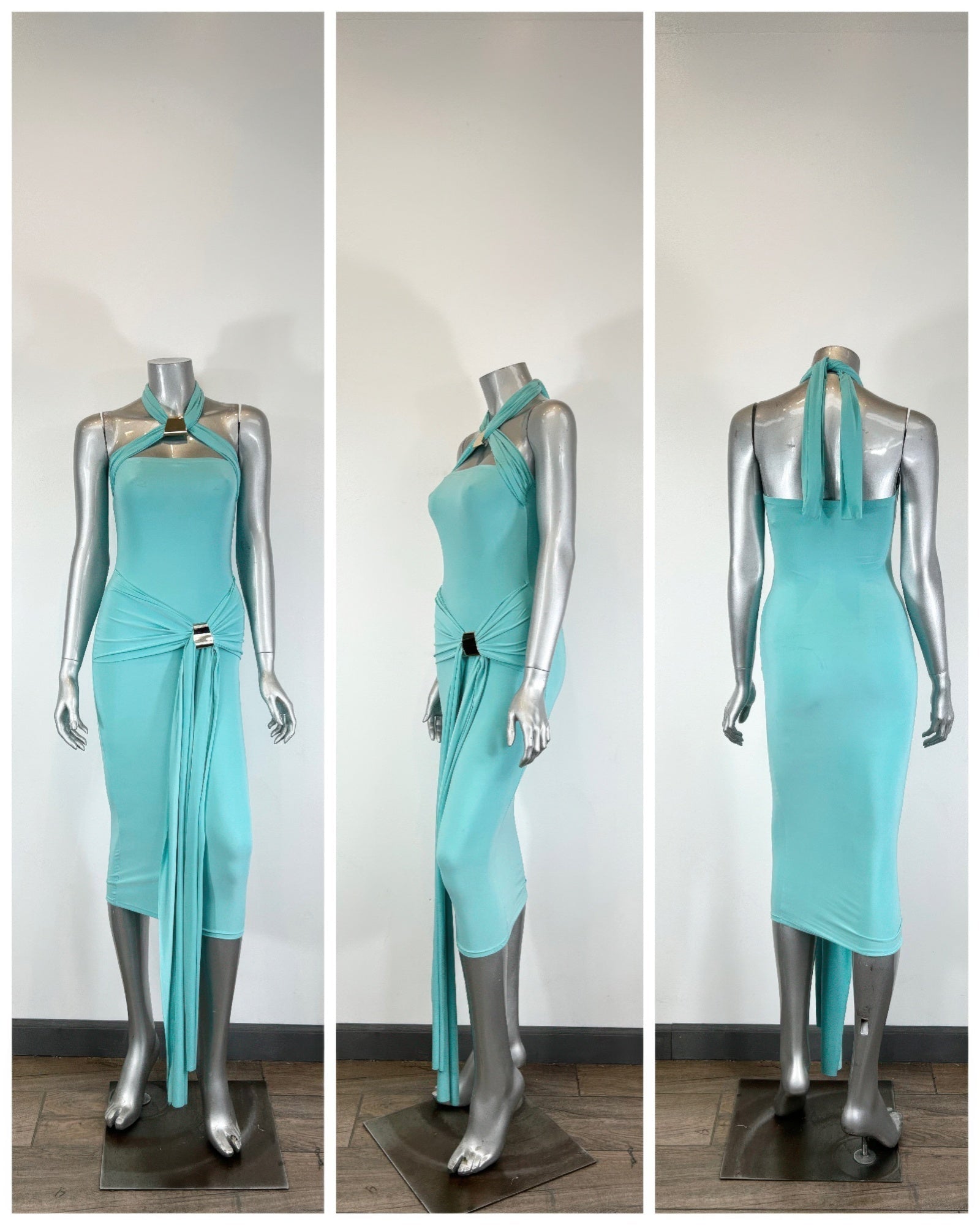 Halter - style Bodycon Midi Dress - Flip Flop Dynasty