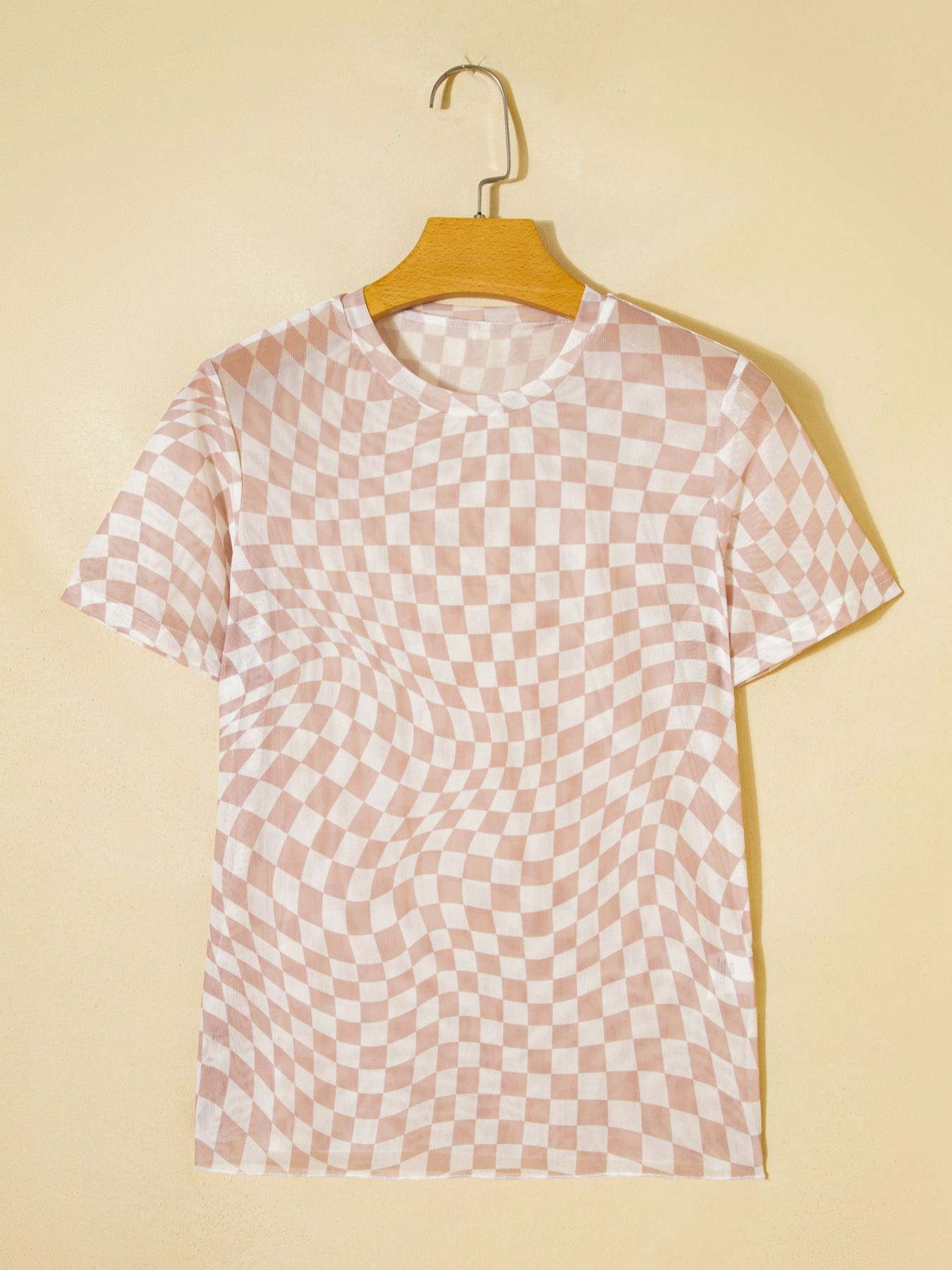 heckered Print Crew Neck Mesh T Shirt - Flip Flop Dynasty