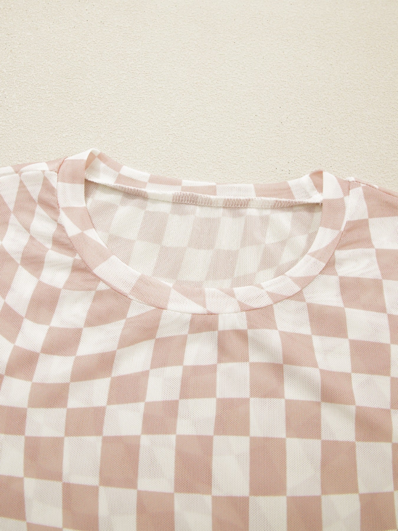 heckered Print Crew Neck Mesh T Shirt - Flip Flop Dynasty